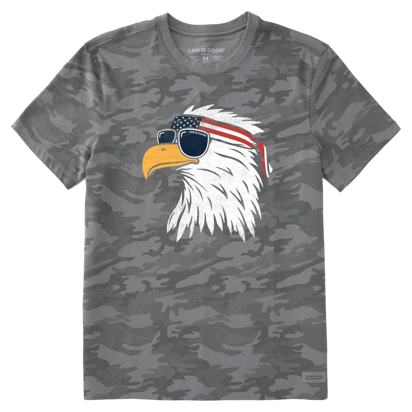 Men's Patriotic Eagle Short Sleeve Allover Printed Crusher Tee