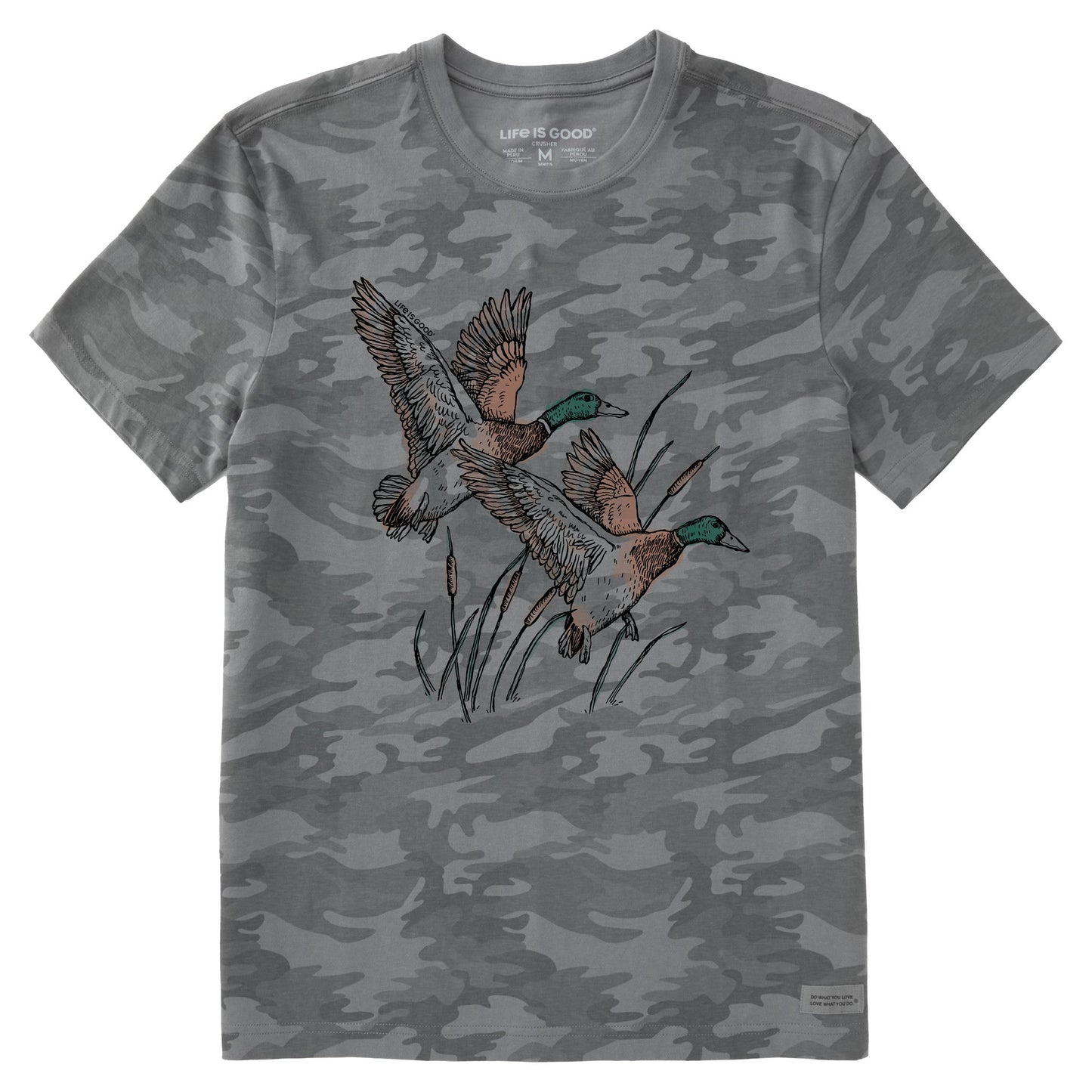 Men's Mallard Ducks Illustration Short Sleeve Allover Printed Crusher Tee