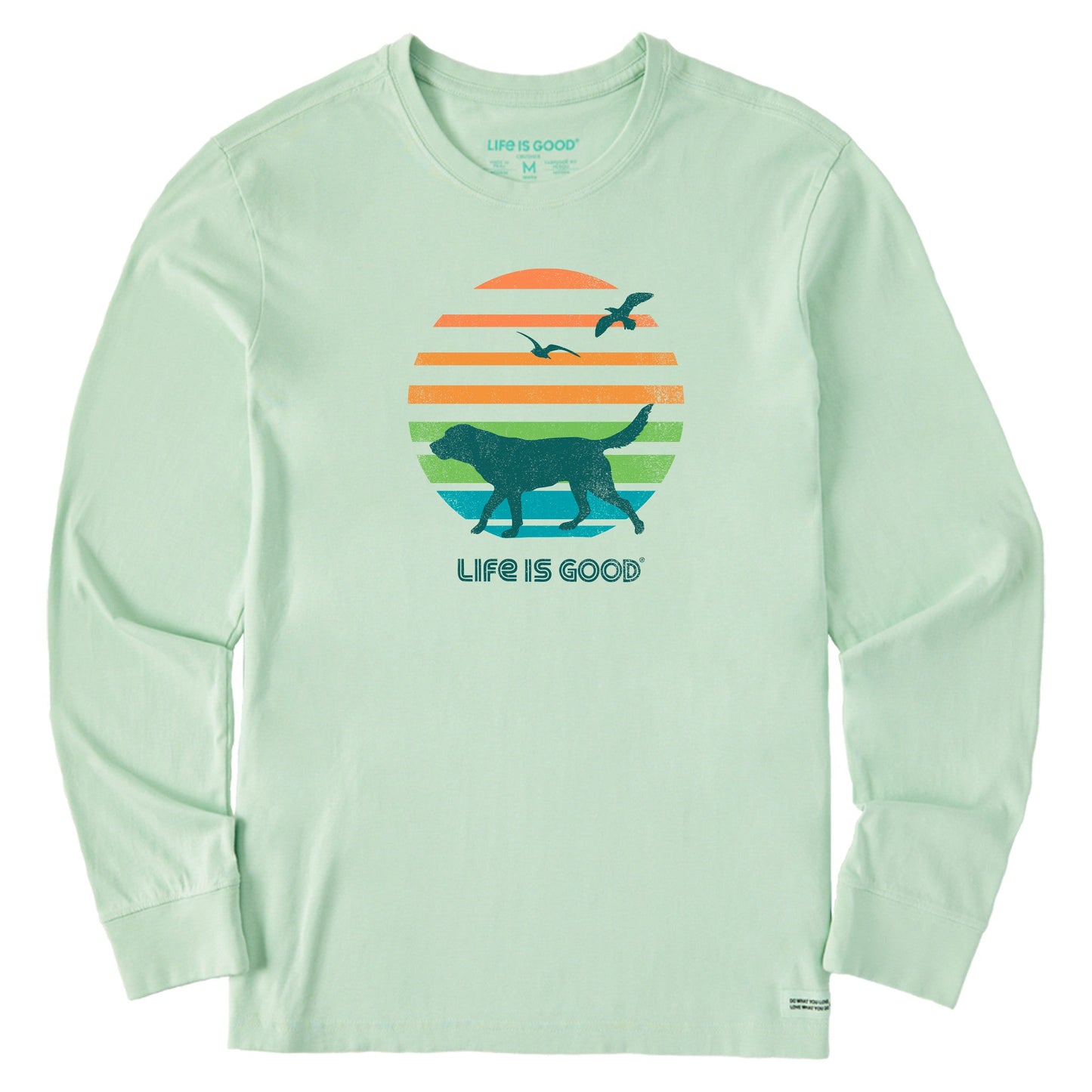 Men's 70's Retro Dog Beach Walk Long Sleeve Crusher-LITE Tee