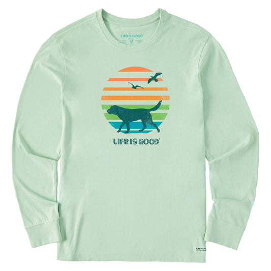 Men's 70's Retro Dog Beach Walk Long Sleeve Crusher-LITE Tee