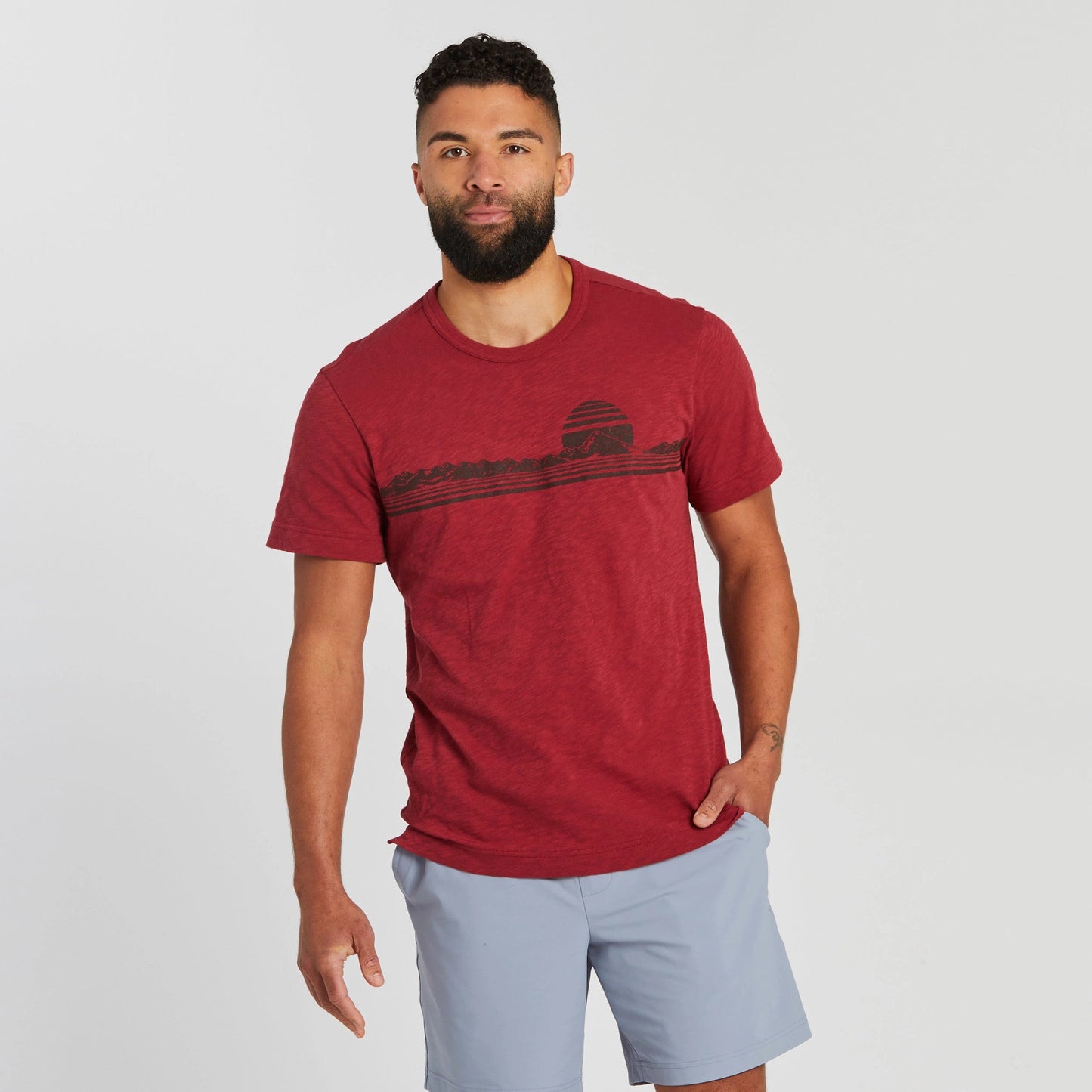Men's Retro Mountainscape Textured Slub Tee