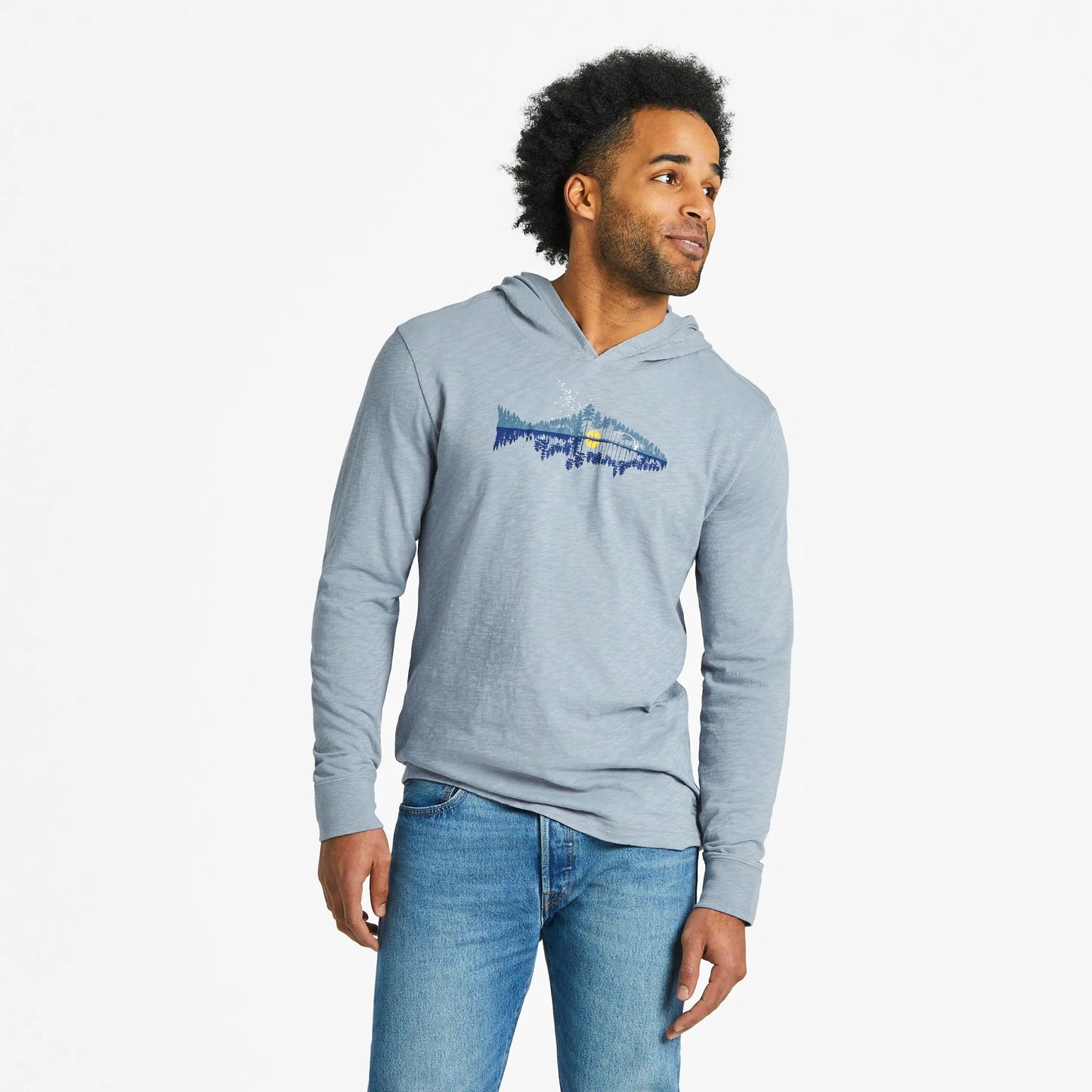 Men's Fishscape Textured Slub Hoodie
