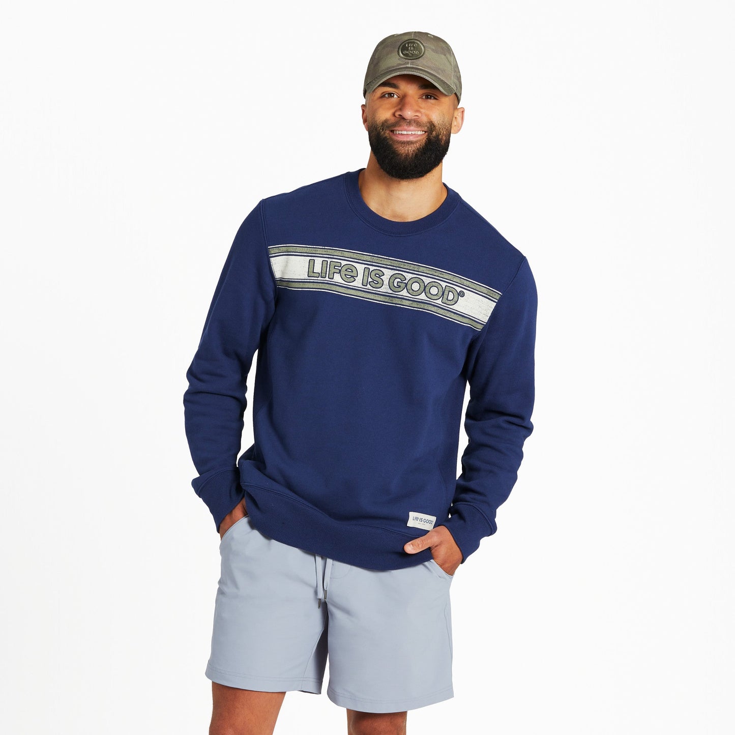 Men's LIG Stripes on Stripes Simply True Fleece Crew