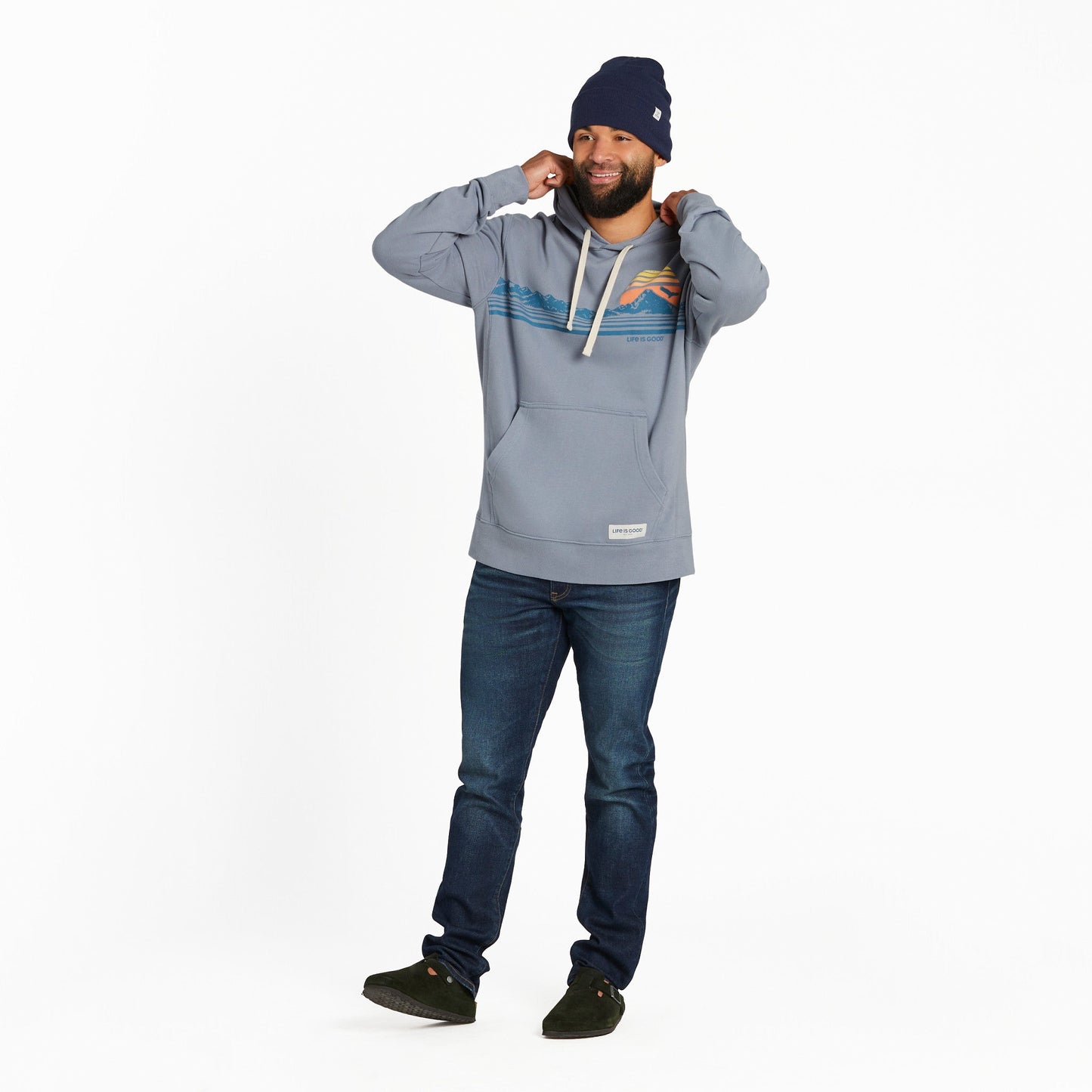 Men's Retro Mountainscape Simply True Fleece Hoodie
