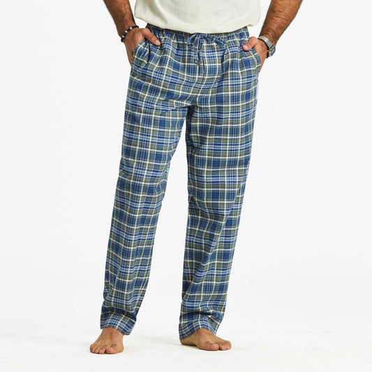 Men's Moss and Darkest Blue Plaid Pattern Classic Sleep Pant