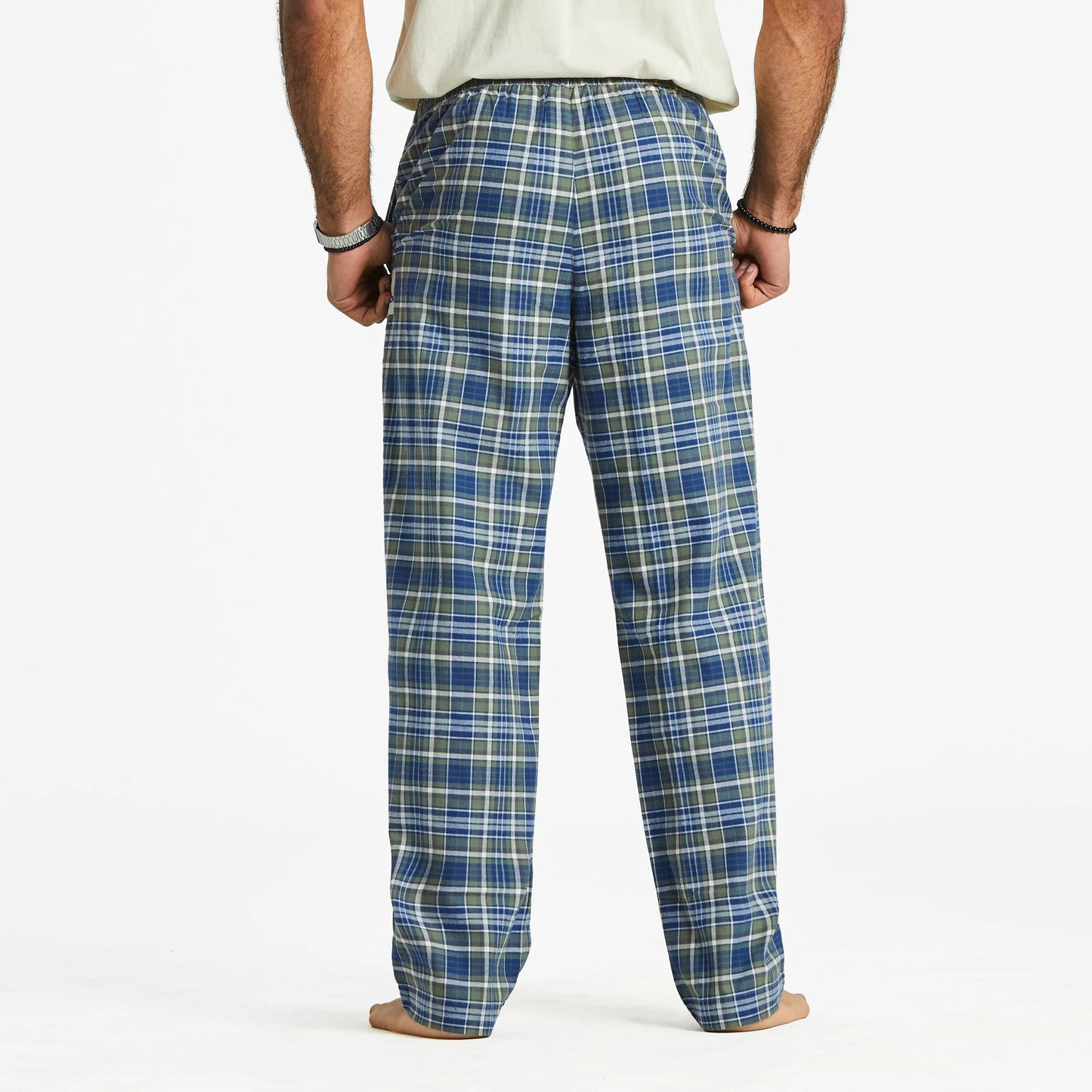 Men's Moss and Darkest Blue Plaid Pattern Classic Sleep Pant