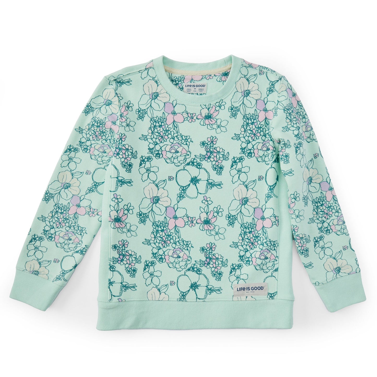 Kids Floral Garden Pattern Simply True Fleece Crew