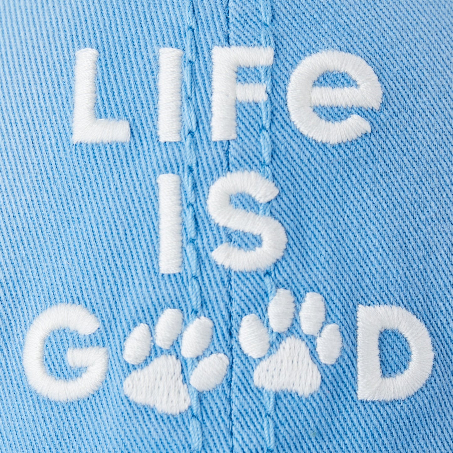 Adult Unisex Life is Good Paw Prints Sunwashed Chill Cap