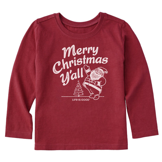 Toddler Santa Merry Christmas Y'all Long Sleeve Crusher Tee