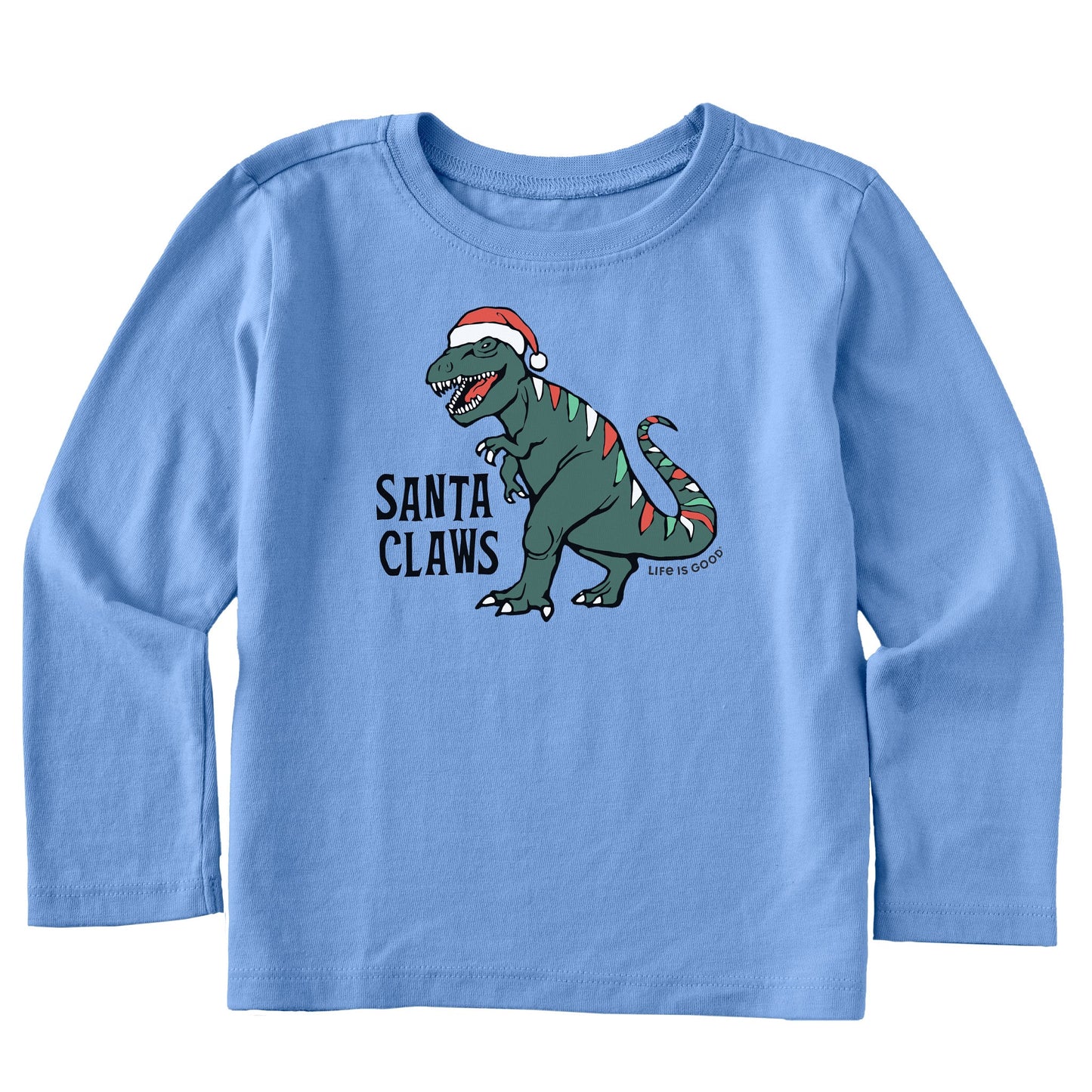 Toddler Santa Claws Dino Long Sleeve Crusher Tee