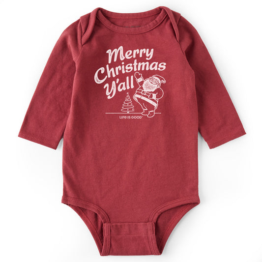 Baby Santa Merry Christmas Y'all Long Sleeve Crusher Bodysuit