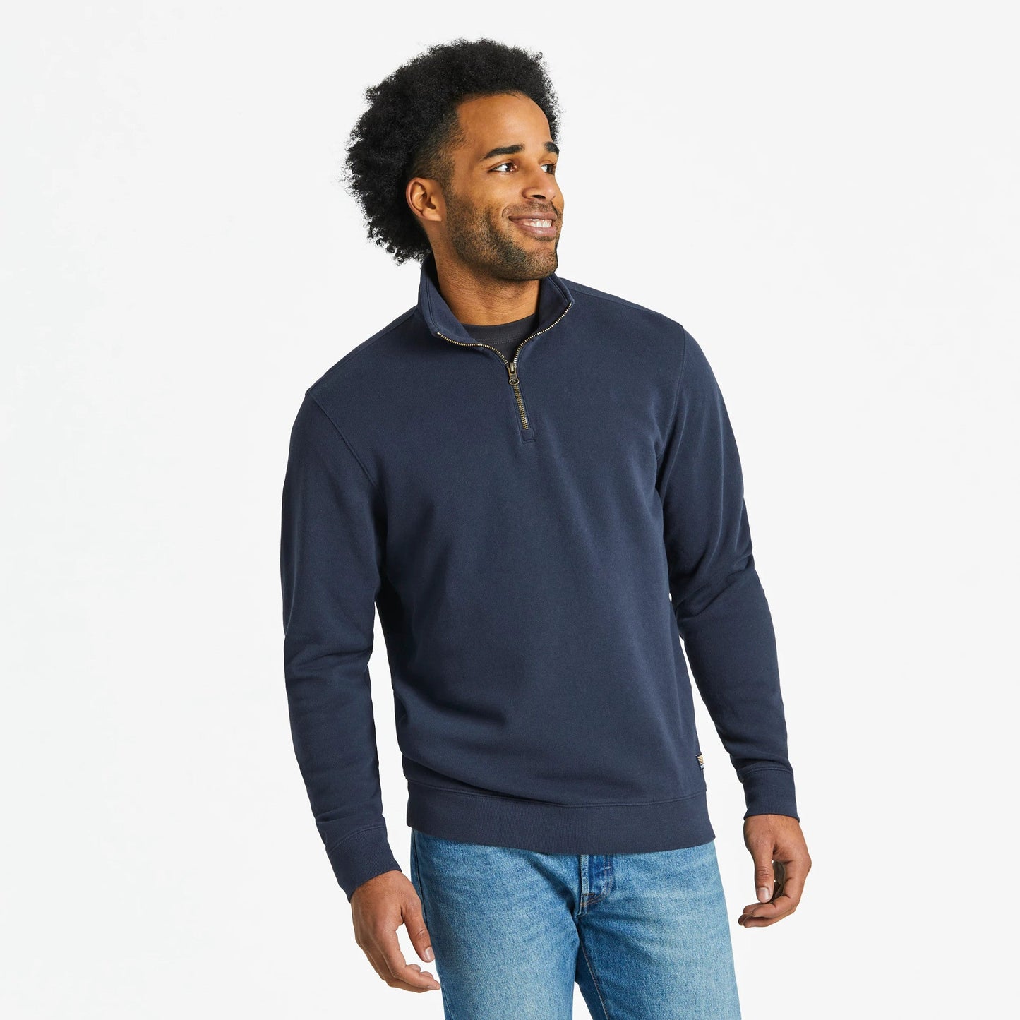 Men's Solid French Terry Quarter Zip