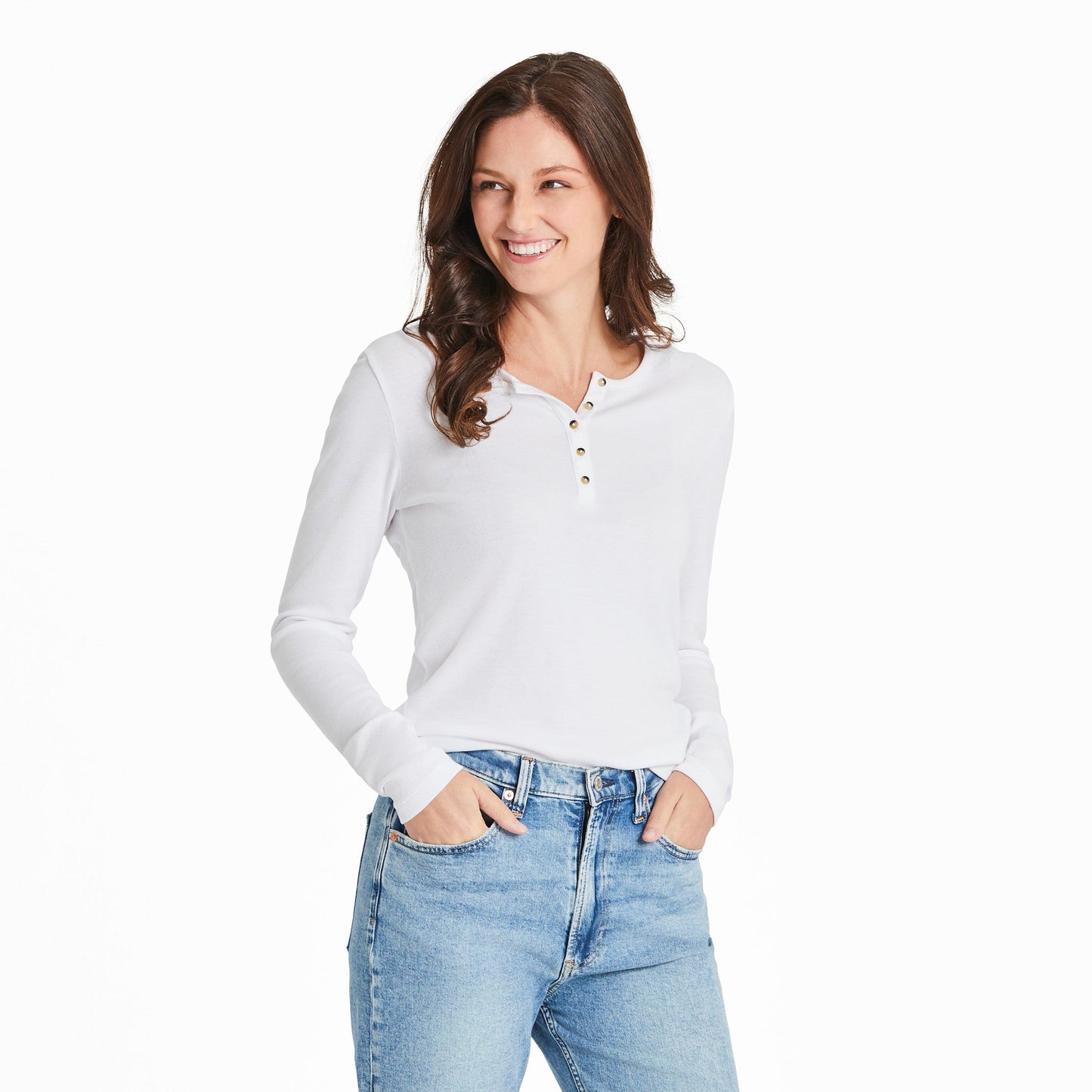 Women's Solid Modal Ribbed Henley