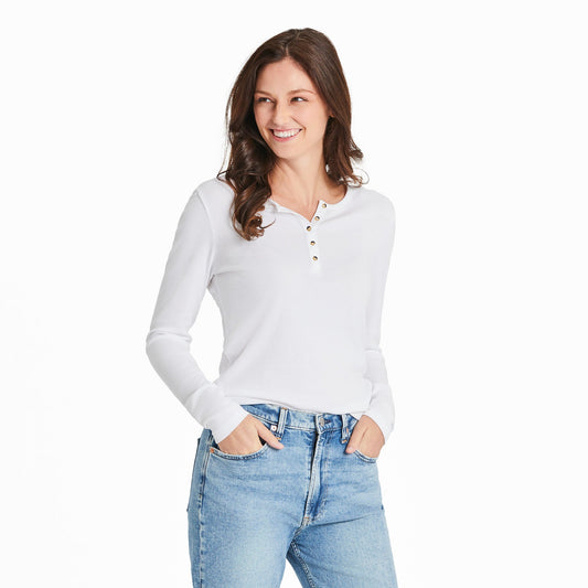 Women's Solid Modal Ribbed Henley