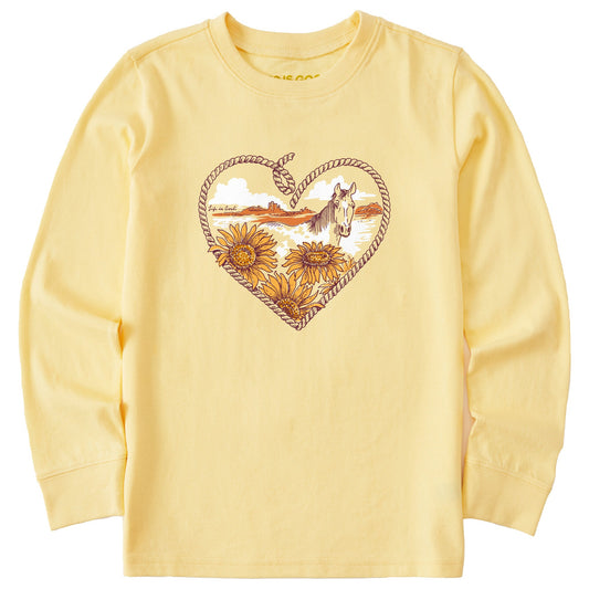 Kids Roped Horse Heart Long Sleeve Crusher Tee