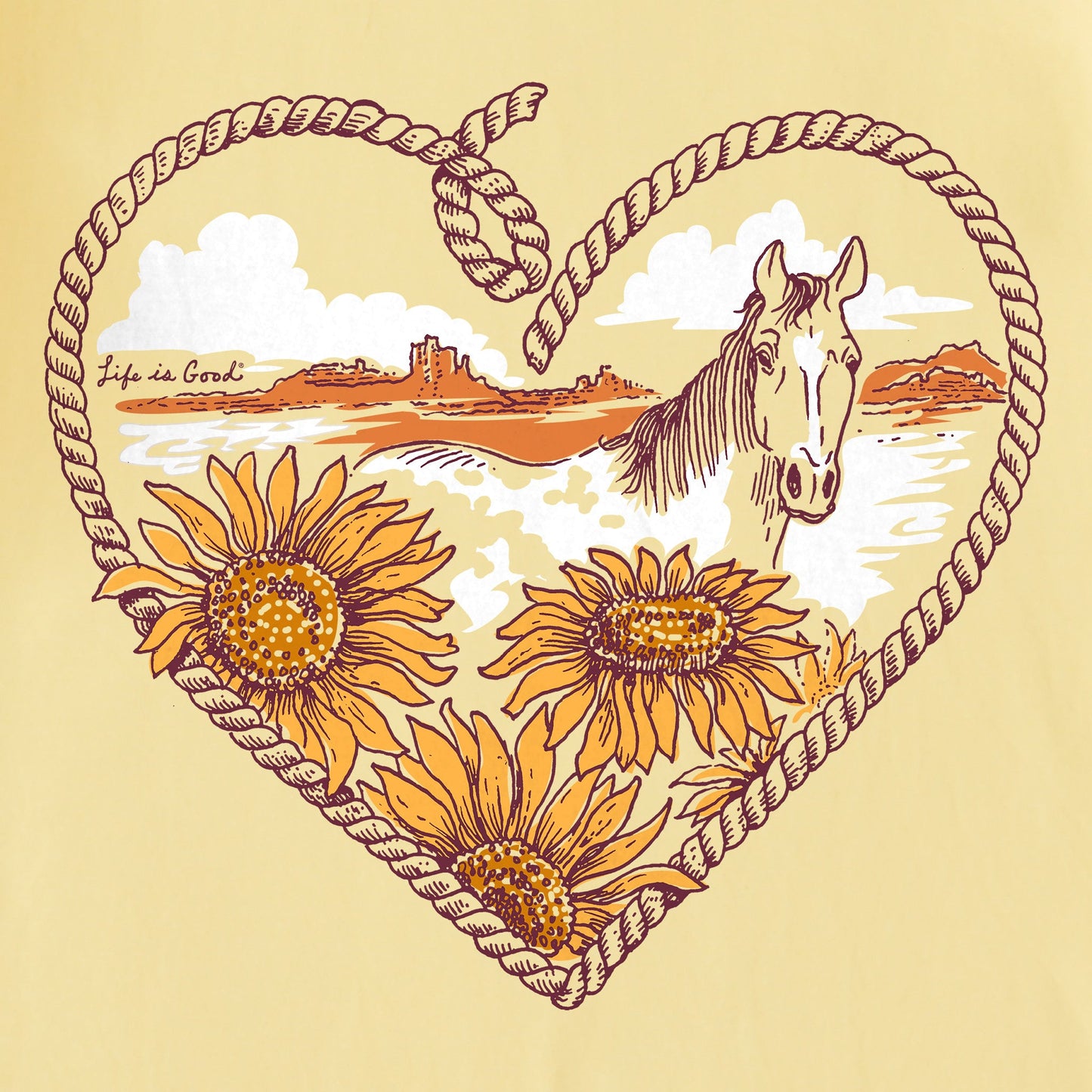 Kids Roped Horse Heart Long Sleeve Crusher Tee