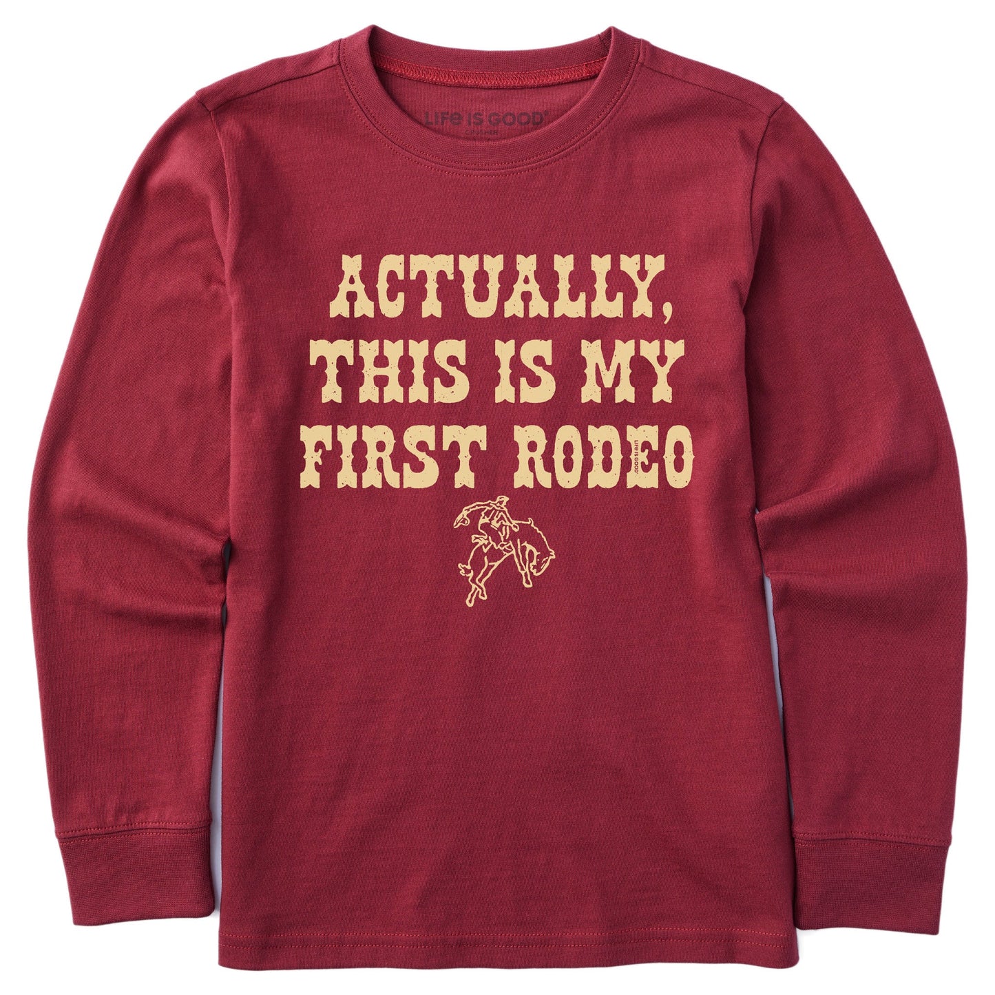 Kids Woodcut First Rodeo Long Sleeve Crusher Tee