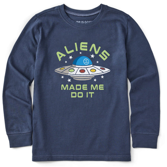 Kids Aliens Made Me Do It Long Sleeve Crusher Tee