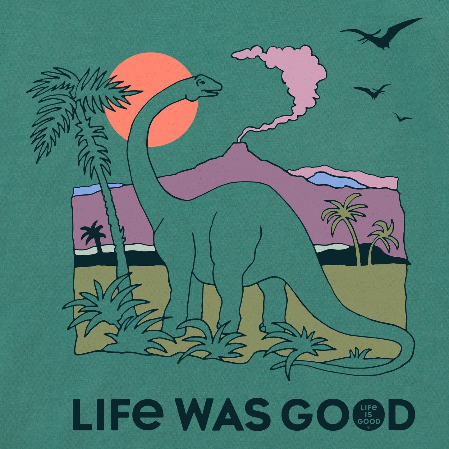 Kids Dinosaur Life was Good Long Sleeve Crusher Tee