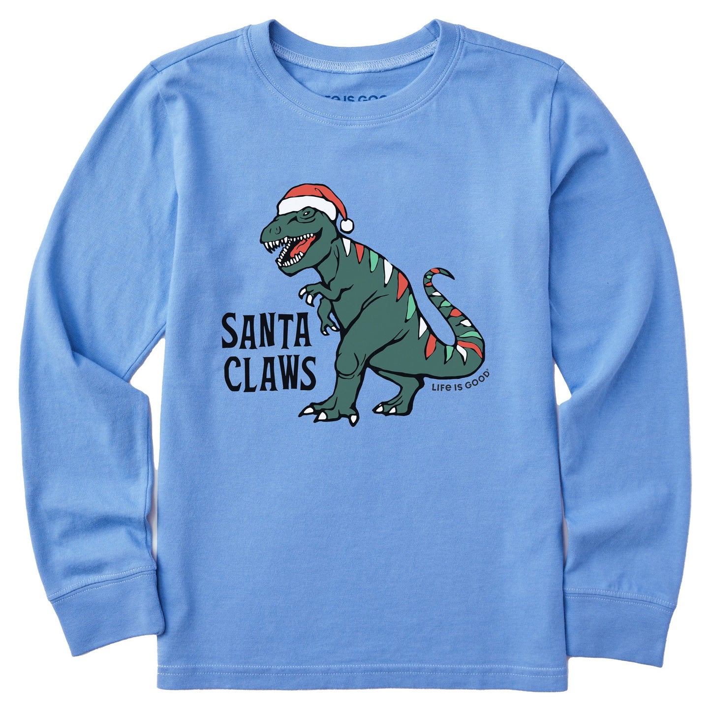 Kids Santa Claws Dino Long Sleeve Crusher Tee