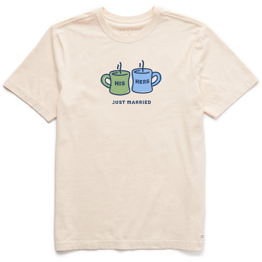 Men's His Hers Just Married Mugs Short Sleeve Crusher Tee