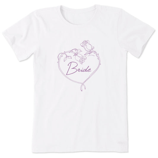 Women's Bride Rose Heart Short Sleeve Crusher Tee