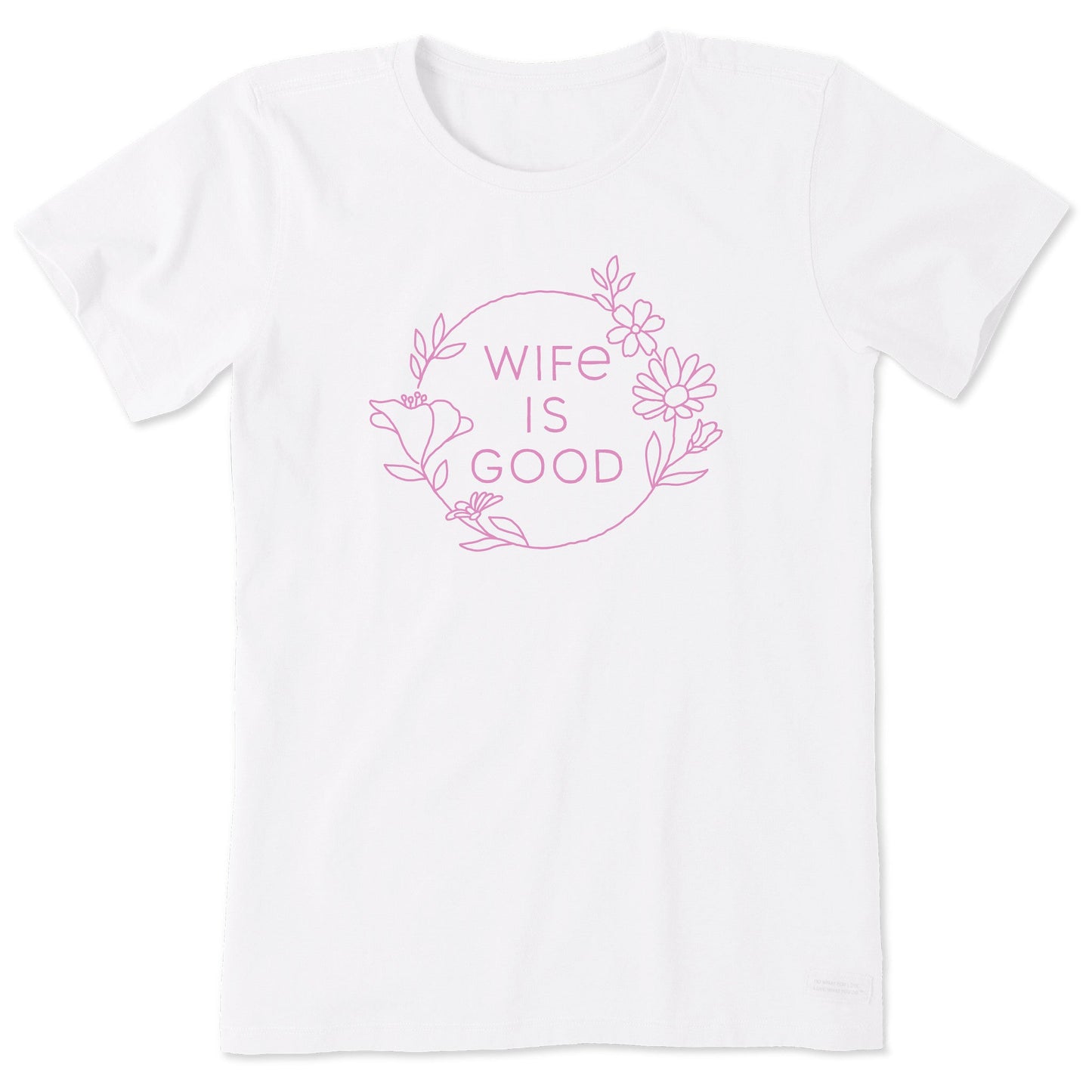 Women's Wife is Good Floral Coin Short Sleeve Crusher Tee