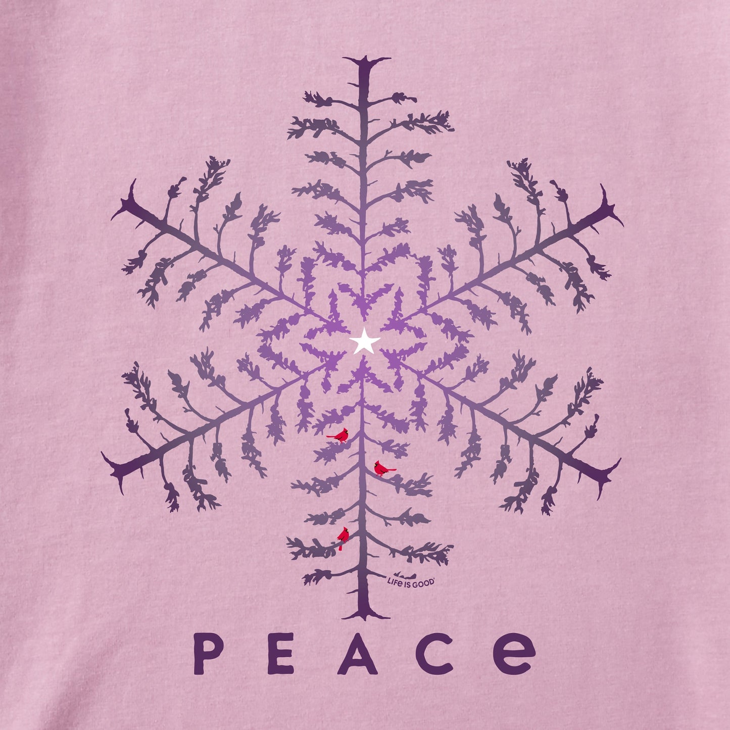 Women's Snowflake Peace Trees Long Sleeve Crusher Tee