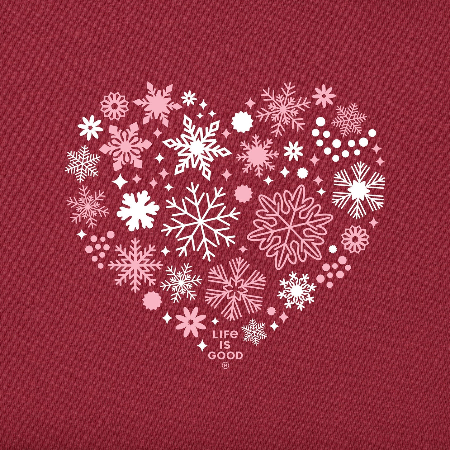 Women's Snowflake Heart Long Sleeve Crusher Vee