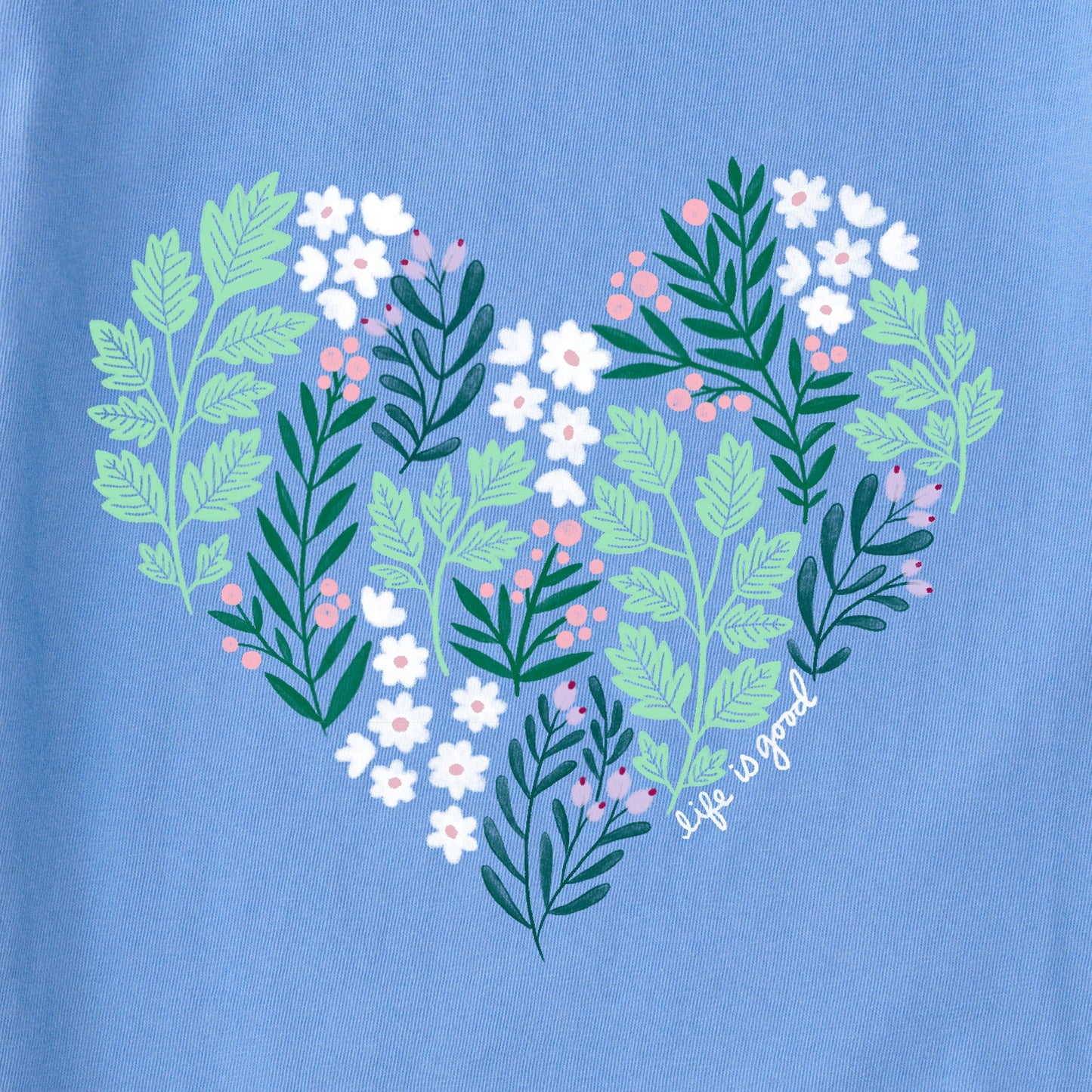 Women's Winter Flowers Heart Long Sleeve Crusher Vee