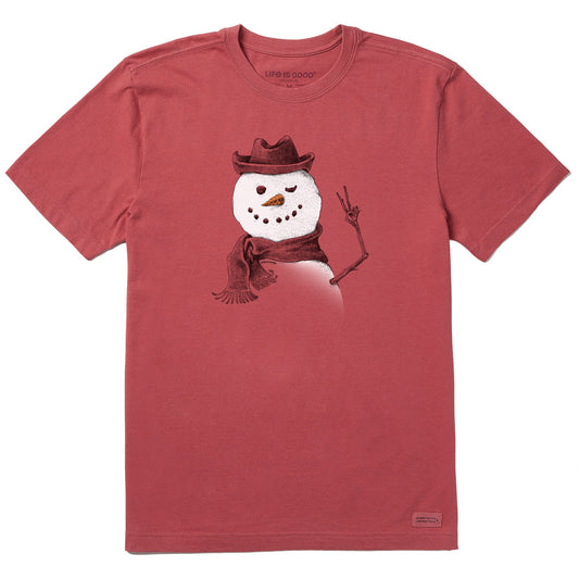 Men's Snowman Peace Sign Short Sleeve Crusher Tee