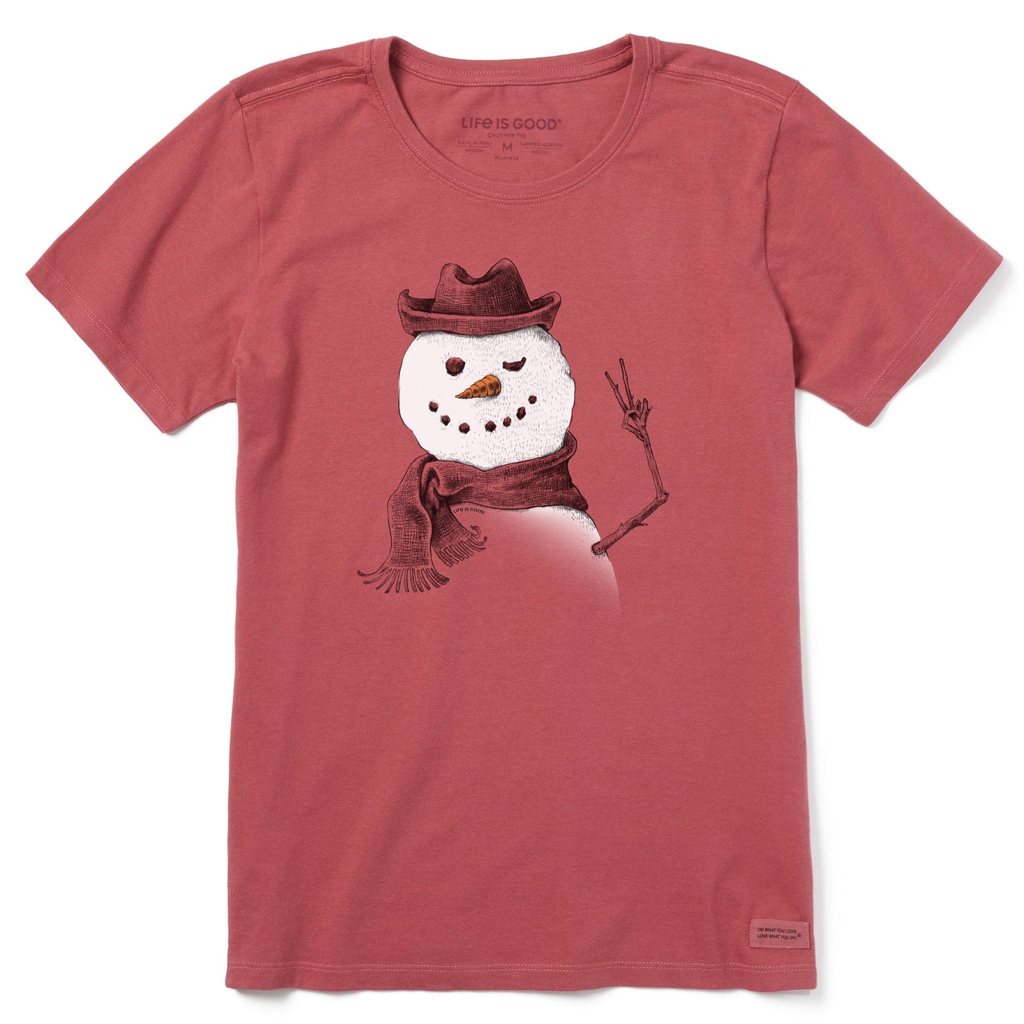 Women's Snowman Peace Sign Short Sleeve Crusher Tee