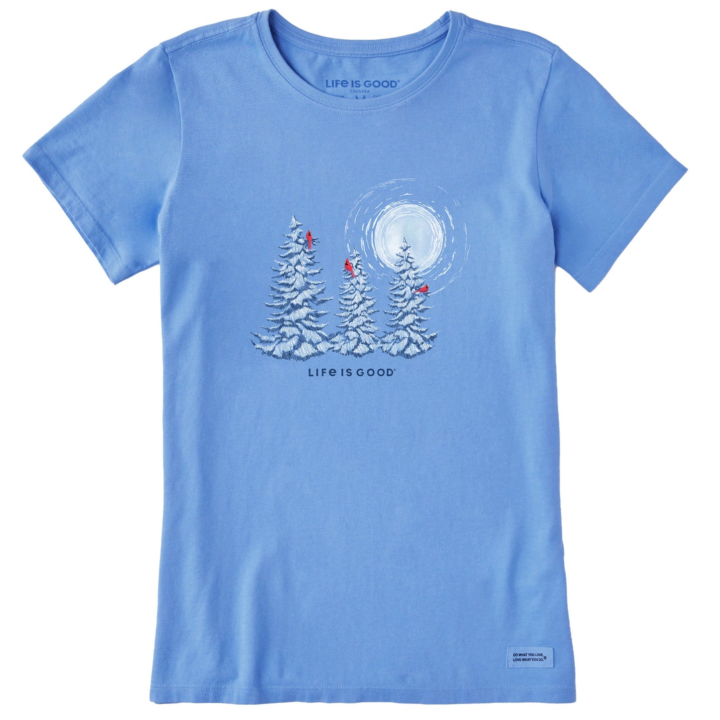 Women's Snowy Pines with Cardinals Short Sleeve Crusher Tee