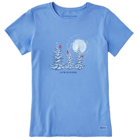 Women's Snowy Pines with Cardinals Short Sleeve Crusher Tee