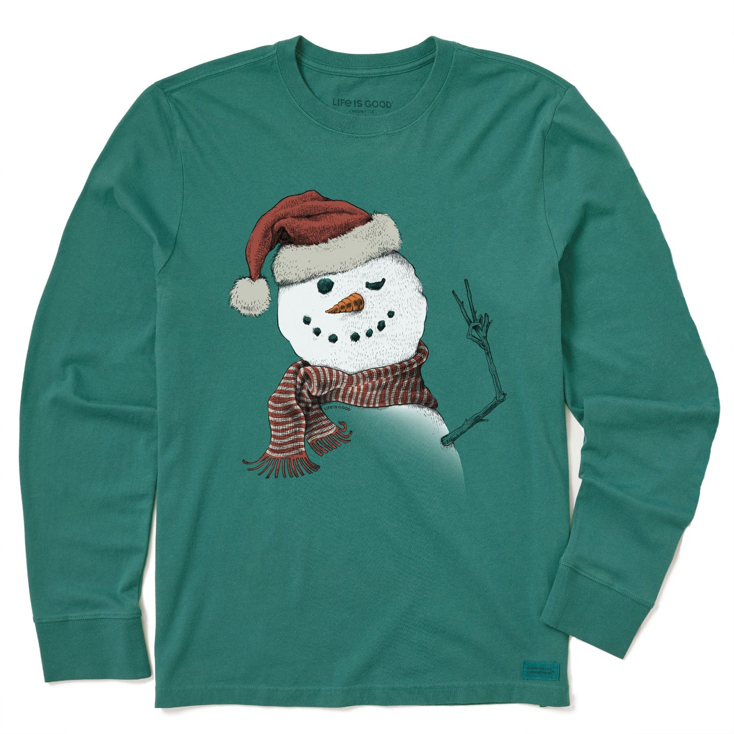 Kids Santa Snowman Peace Long Sleeve Crusher Tee