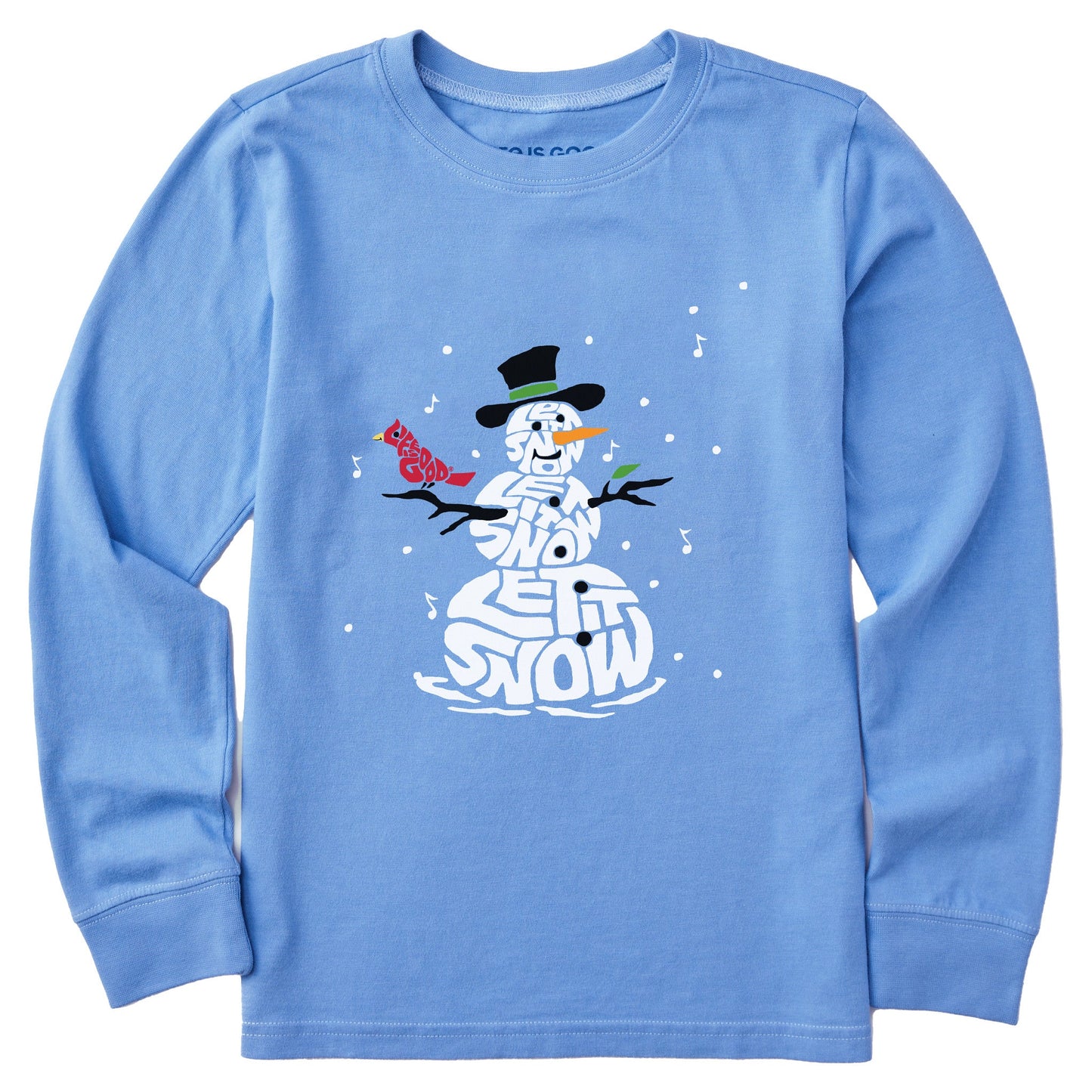 Kids Wordy Let It Snowman Long Sleeve Crusher Tee