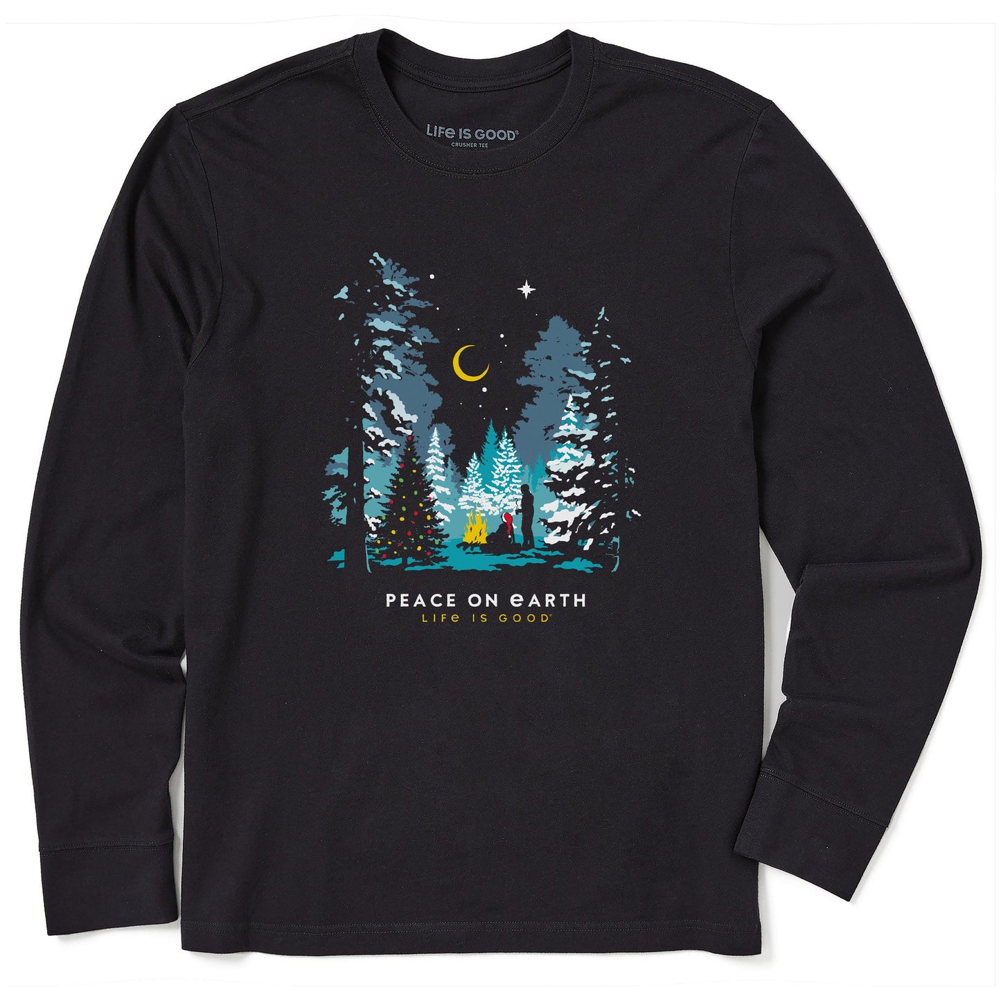Men's Peace on Earth Christmas Camp Long Sleeve Crusher Tee