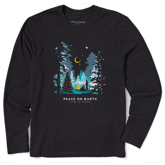 Men's Peace on Earth Christmas Camp Long Sleeve Crusher Tee