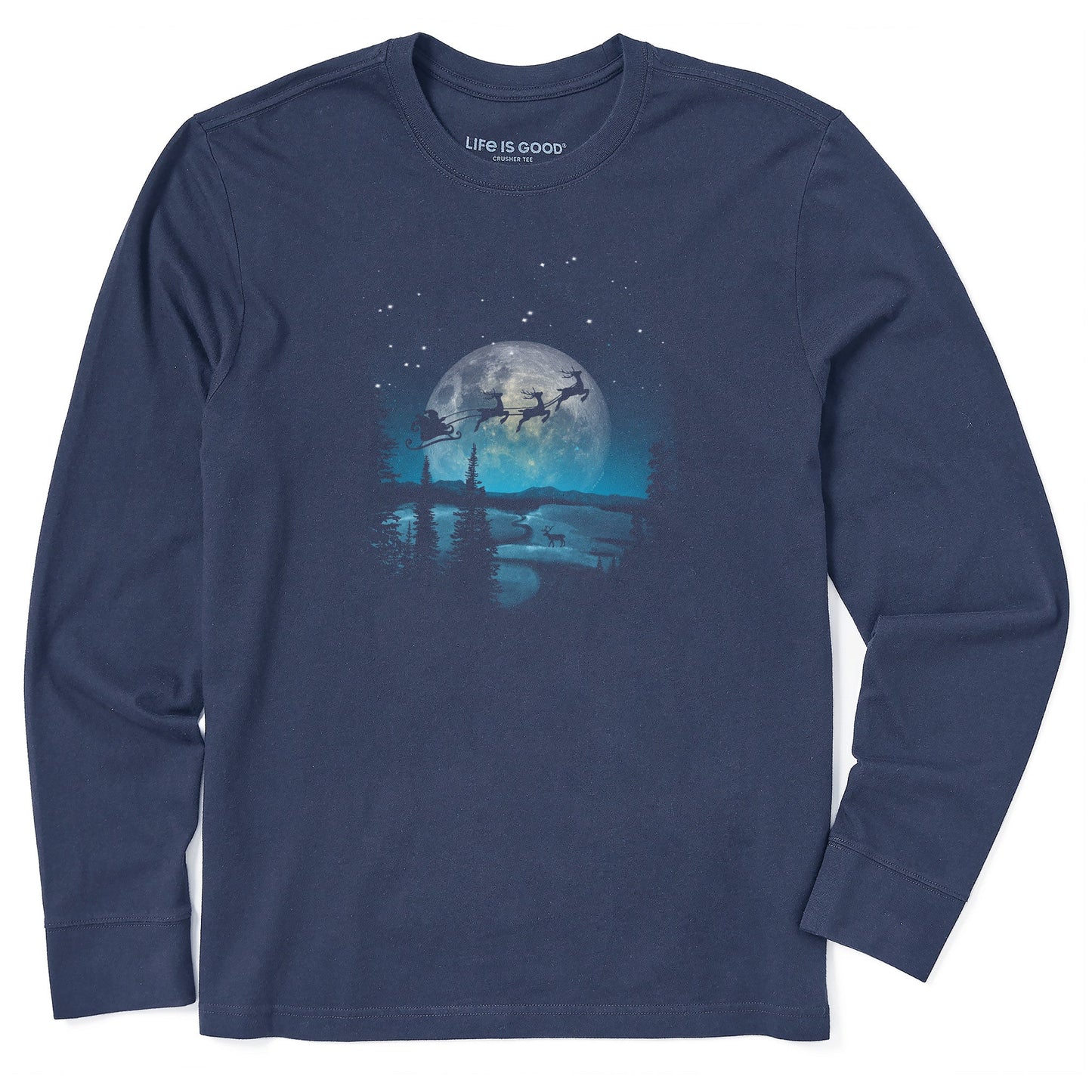 Men's Santa Moonlight Ride Long Sleeve Crusher Tee