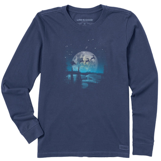 Women's Santa Moonlight Ride Long Sleeve Crusher Tee