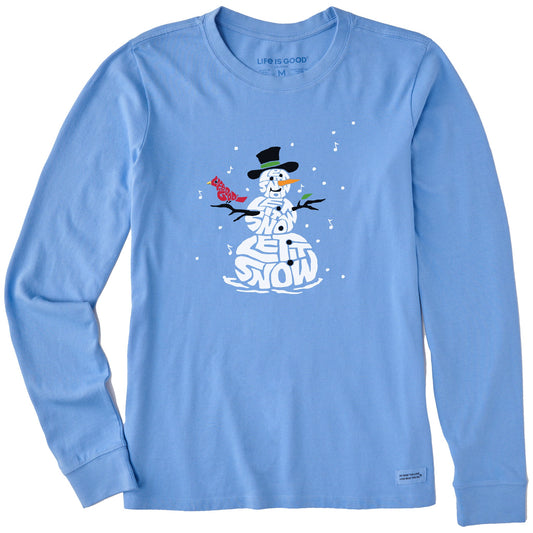 Women's Wordy Let It Snowman Long Sleeve Crusher Tee