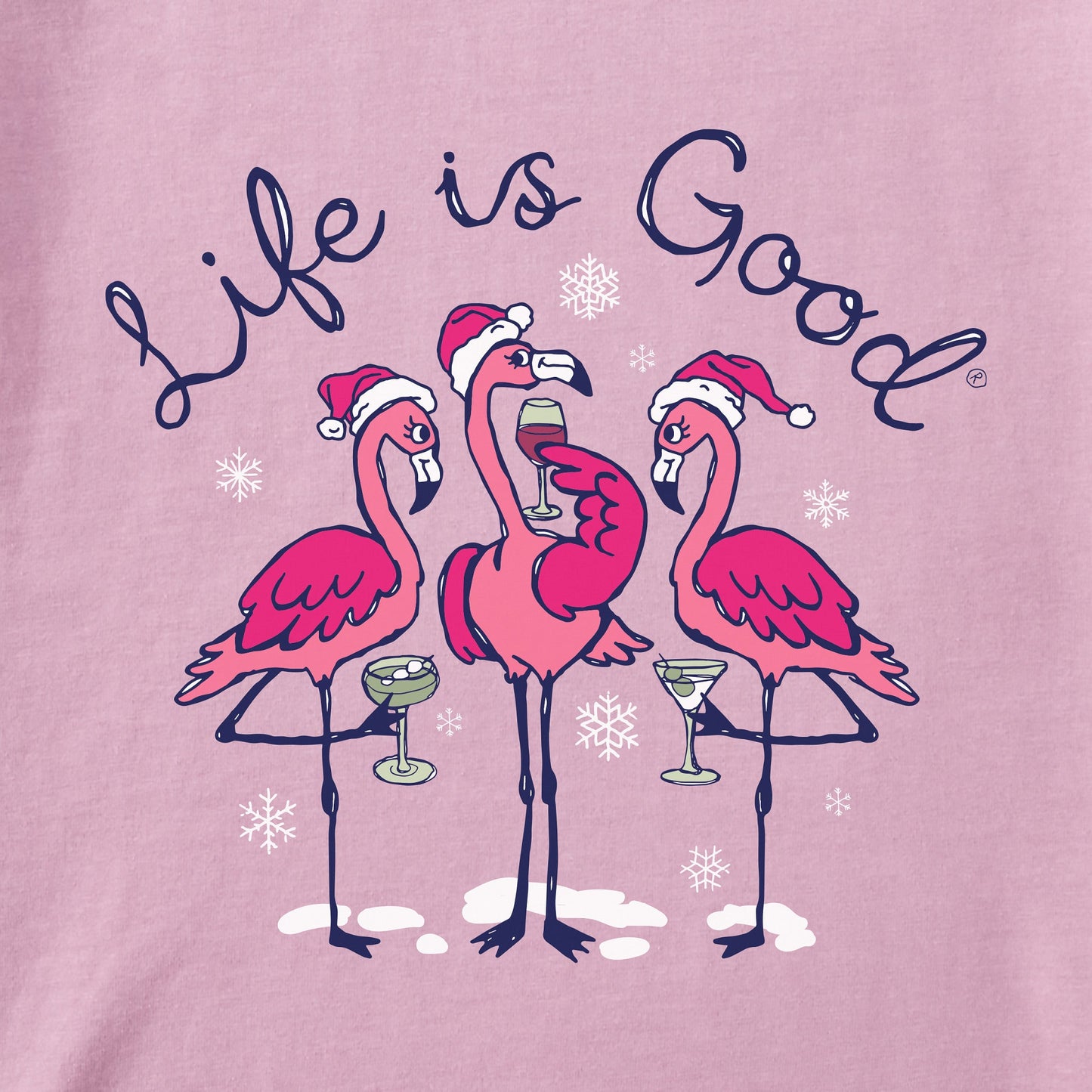 Women's Flamingo Holiday Cocktails Long Sleeve Crusher Tee