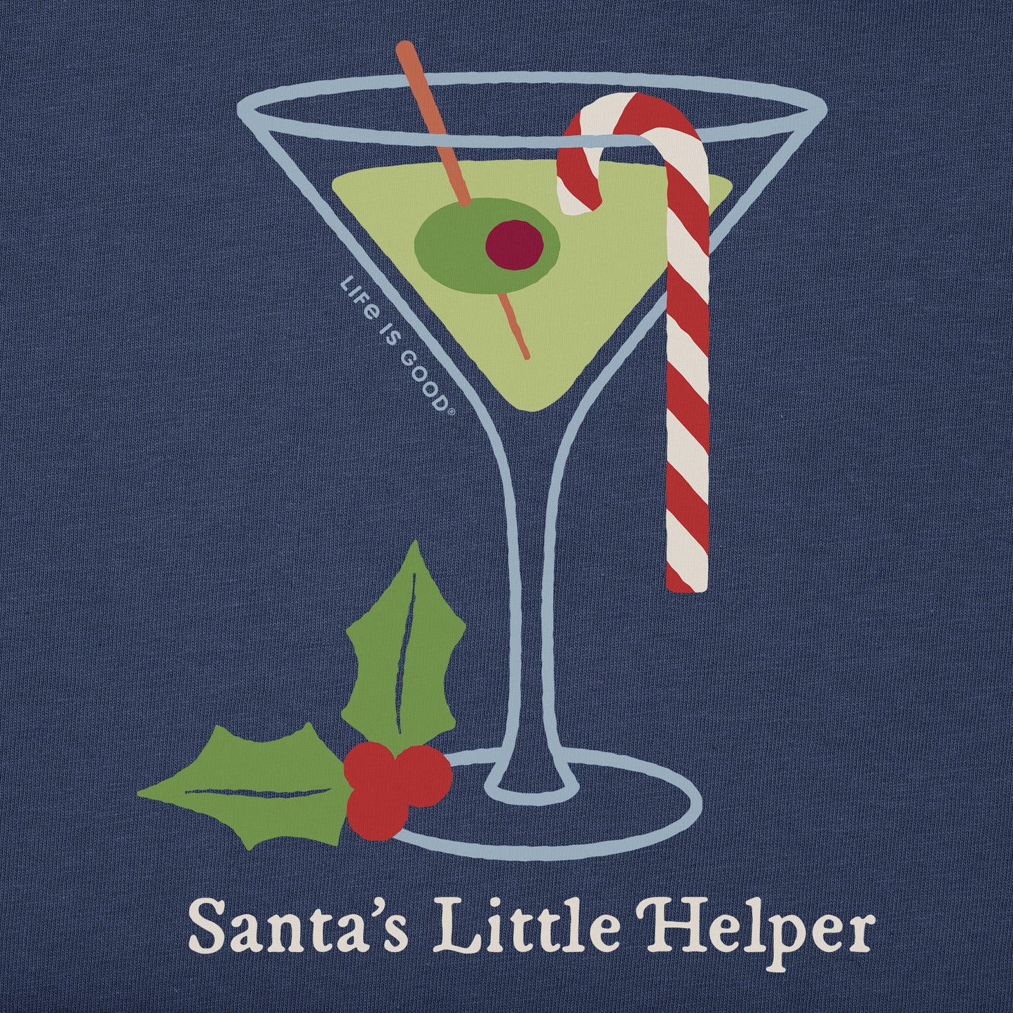 Women's Santa's Little Helper Martini Long Sleeve Crusher Tee