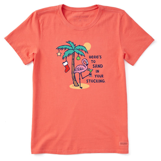 Women's Flamingo Sand in your Stocking Short Sleeve Crusher Tee