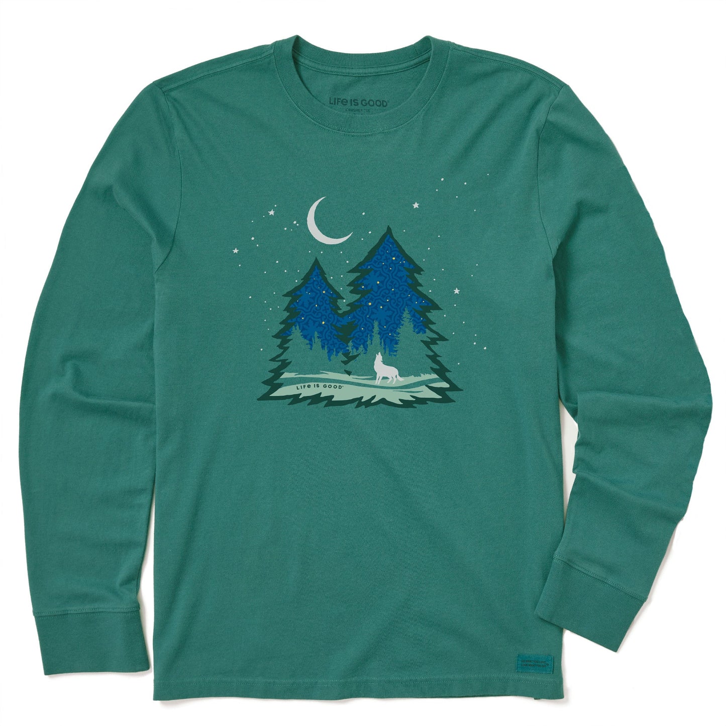 Men's Macro Evergreen Wolf Long Sleeve Crusher Tee