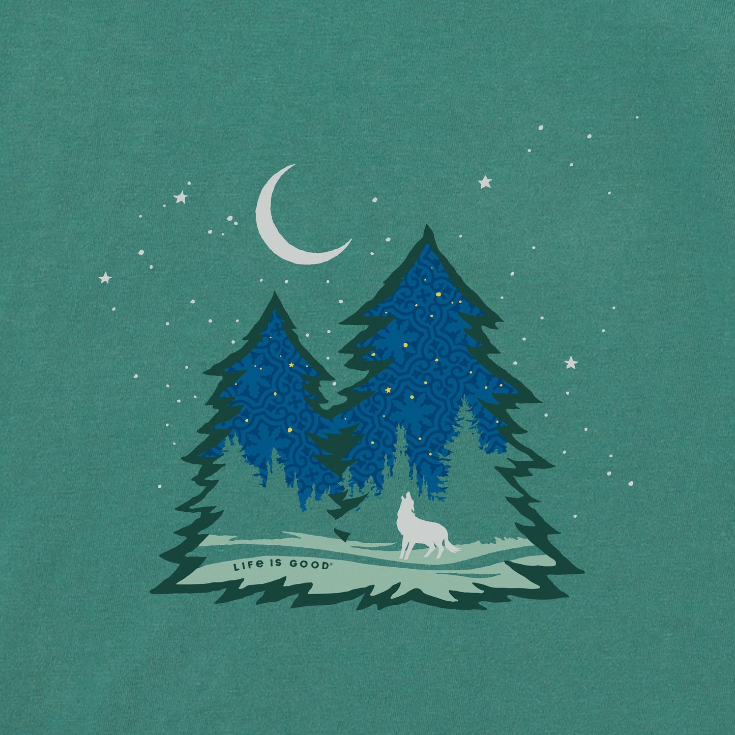 Men's Macro Evergreen Wolf Long Sleeve Crusher Tee