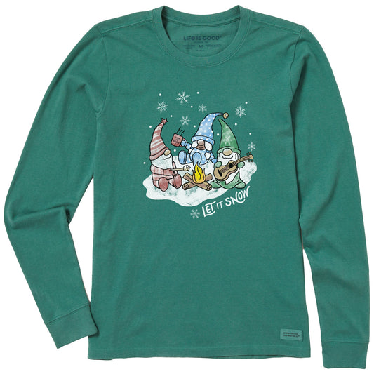 Women's Camping Gnomes Let it Snow Long Sleeve Crusher Tee