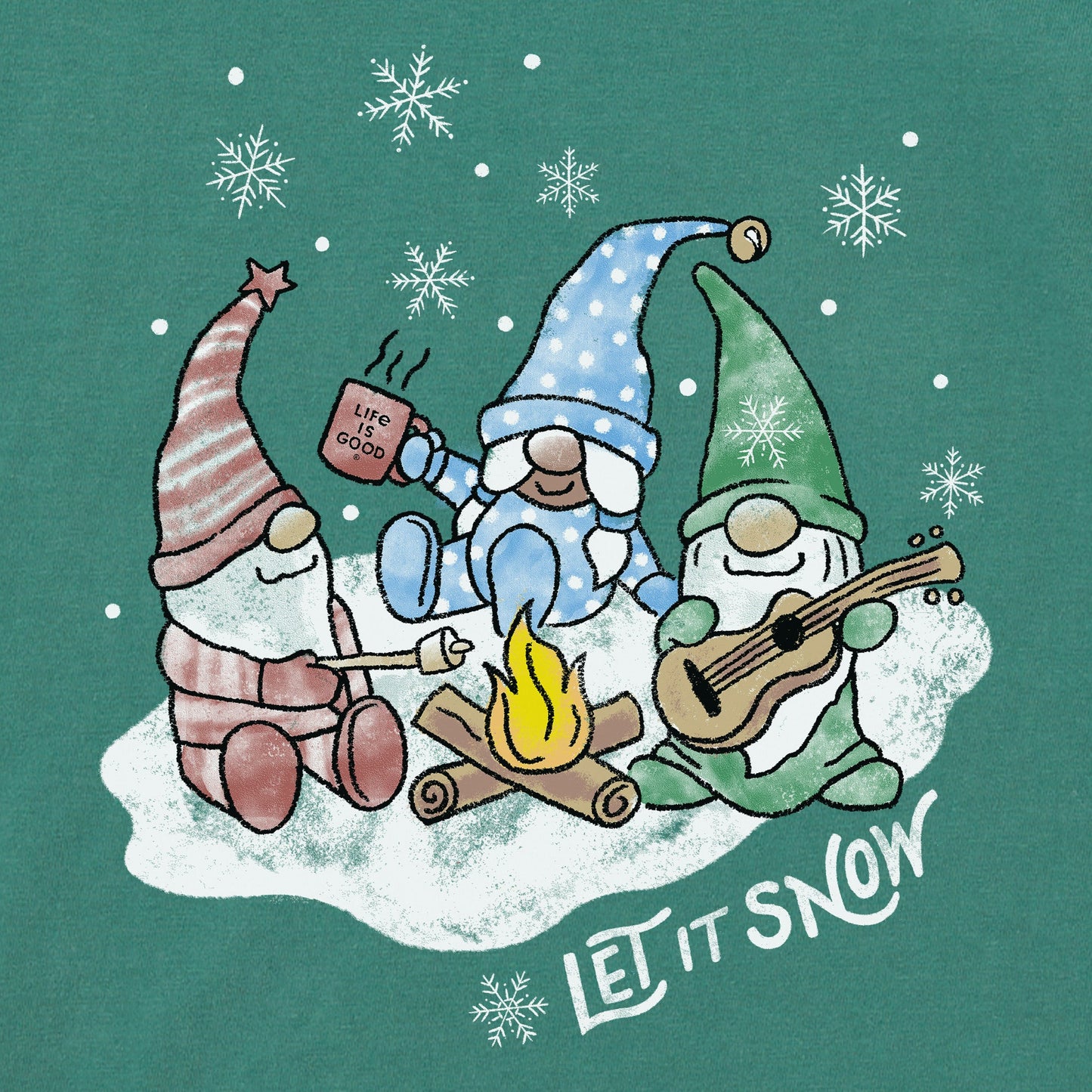 Women's Camping Gnomes Let it Snow Long Sleeve Crusher Tee