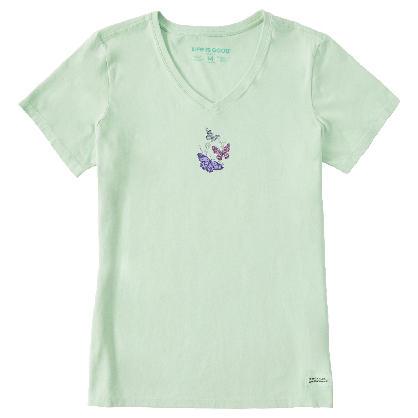 Women's Wildflower and Butterflies Short Sleeve Crusher Vee