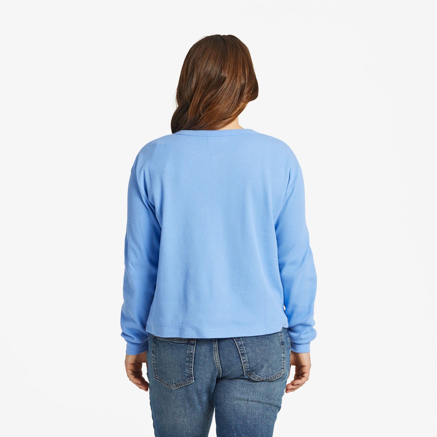 Women's Solid Thermal Boxy Henley
